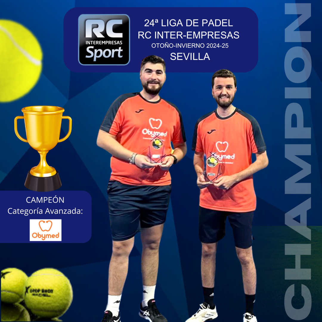 Como consiguió ya en una ocasión, GRUPO OBYMED, campeón de 24ª Liga de Padel RC Inter-empresas Otoño-Invierno 2024-25 en SEVILLA